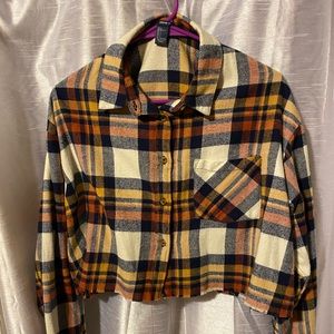 Crop plaid button up shirt